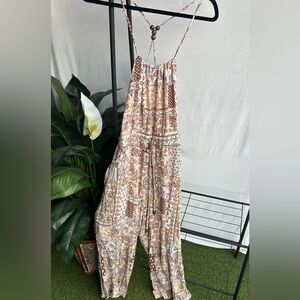 illa illa gauzey floral patchwork Straight Leg jumpsuit size medium